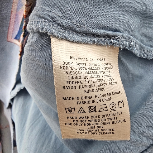 Maeve by Anthropologie Blue Rosalia Postcard  Cap Sleeve Faux Wrap Dress - Picture 13 of 14